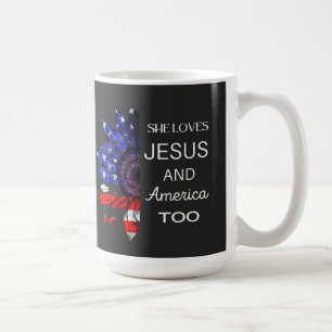 Mug Elle aime Jésus et l'Amérique aussi