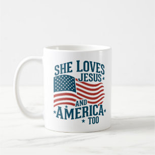 Mug Elle Aime Jésus Et L'Amérique Aussi États-Unis Dra