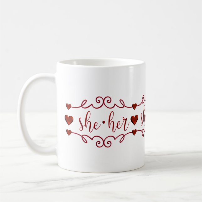 Mug Elle dans Red Fancy Doodles (Gauche)