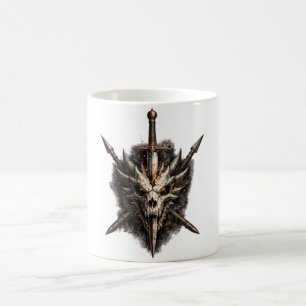 Mug Emblème de guerrier à l'épée de crâne de fantasy s