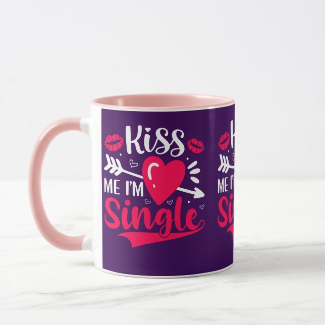 Mug Embrasse-moi Je suis célibataire Saint-Valentin (Gauche)