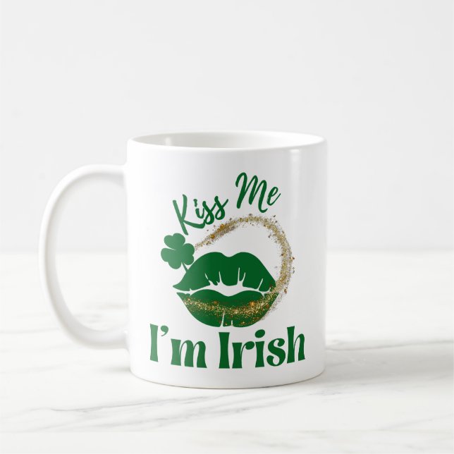 Mug Embrasse-moi Je suis Irlandais Lèvres et Shamrock (Gauche)