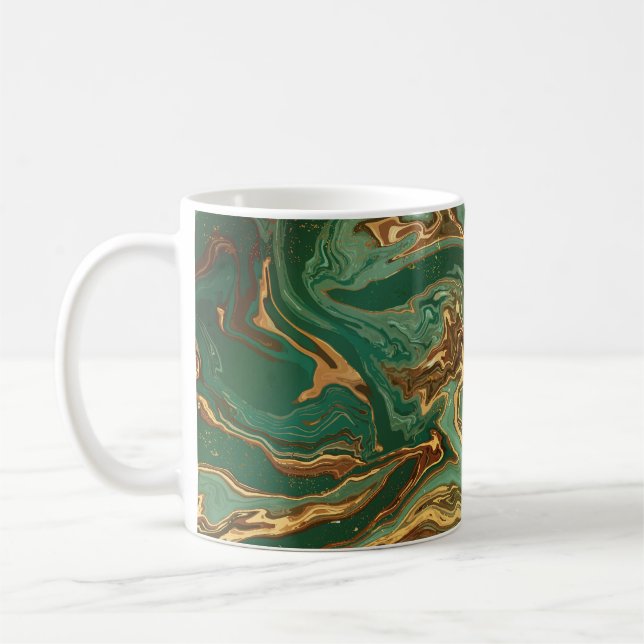 Mug Emerald Elegance : Gold Marble Luxe (Gauche)