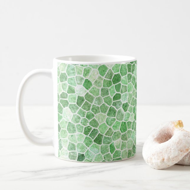 Mug Émeraude Pâle et Patchwork Pavé Pistache (Avec donut)