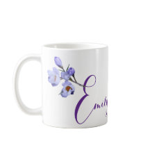 Emily nom personnalisable joli bleu crocus floral