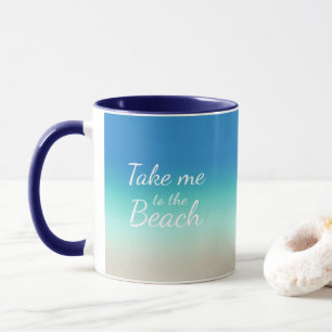 Mug "Emmenez-Moi À La Plage" Moderne Bleu Ombré 