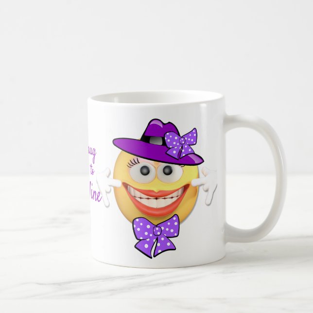 Mug Emoji souriant texte personnalisé en Casquette ave (Droite)