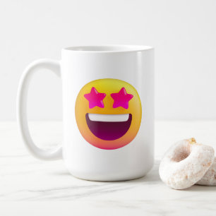 Mug Emoji Yeux d'étoile Mignons - Souriant Excité Étoi
