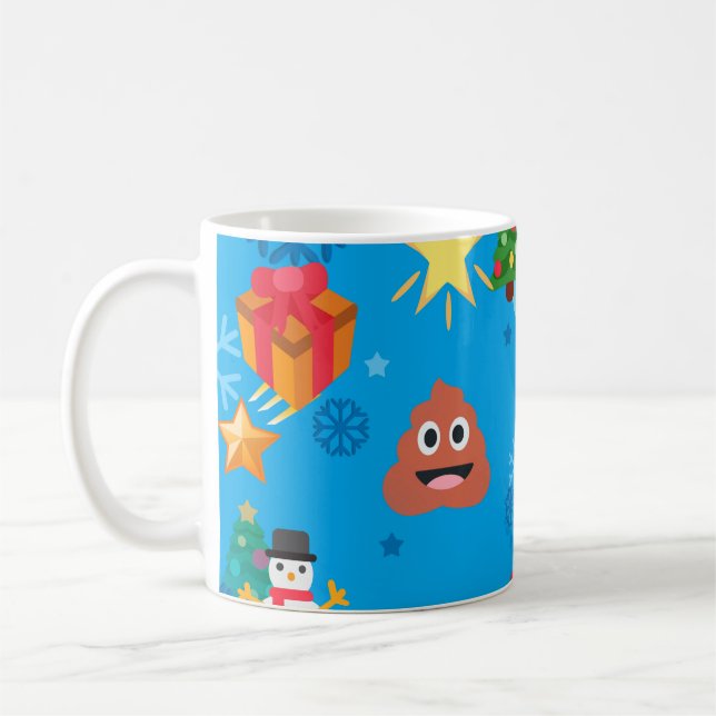 Mug émoticône de Noël bleu (Gauche)