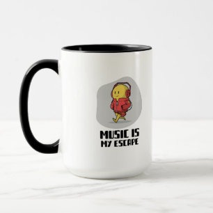 Mug émoticône souriante avec écouteurs