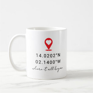 Mug Emplacement de coordonnées personnalisées Cadeau d