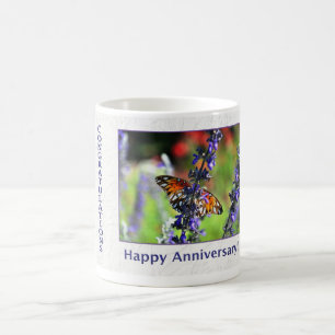 Mug Employé Joyeux anniversaire Butterfy et Fleurs