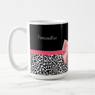 Mug Empreinte de léopard à la mode et ruban rose ave