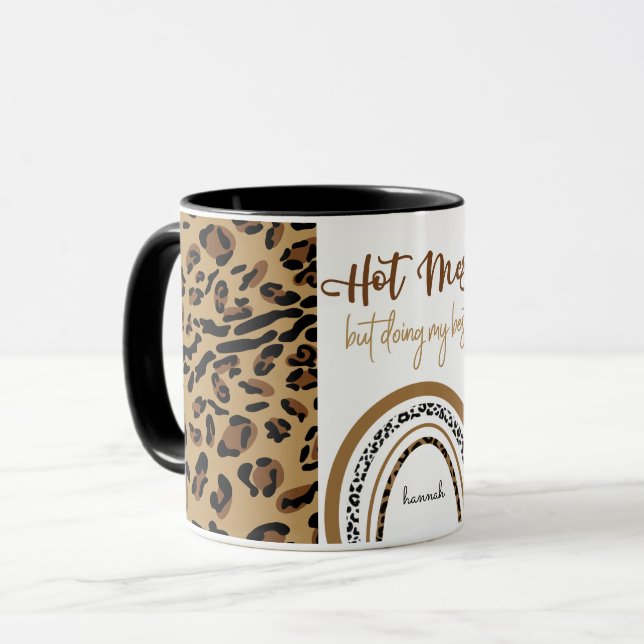 Mug Empreinte de léopard de citation à chaud Rainbow P (Devant gauche)