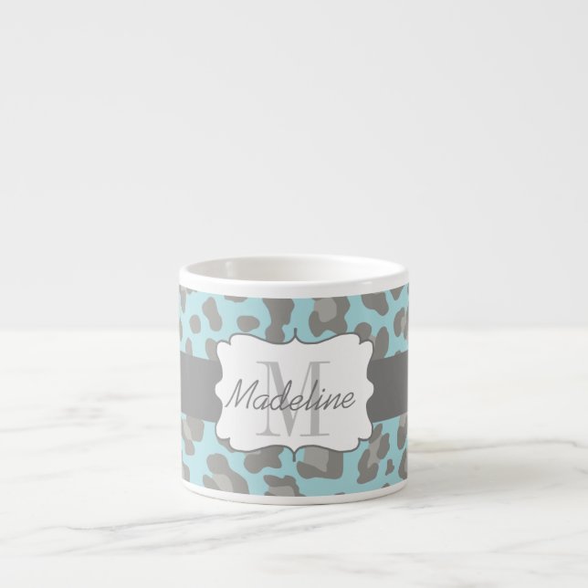 Mug Empreinte de léopard Espresso bleu et gris (Devant)