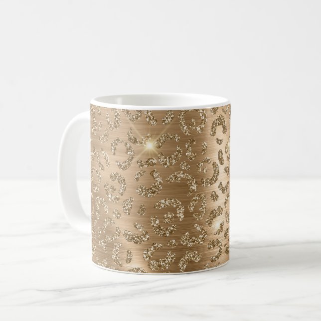 Mug Empreinte de léopard Gold Glam Parties scintillant (Devant gauche)