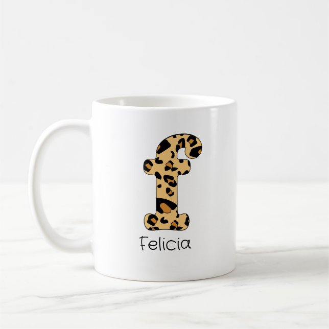 Mug Empreinte de léopard initial f minuscule et nom (Gauche)
