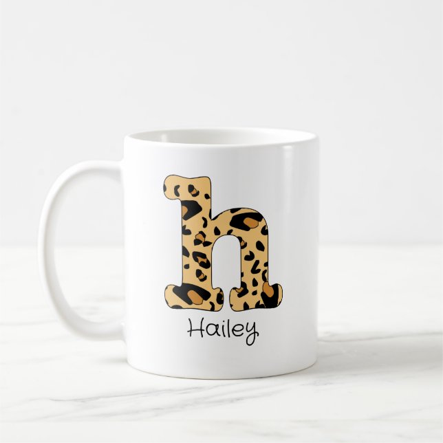 Mug Empreinte de léopard initial h minuscule et nom (Gauche)