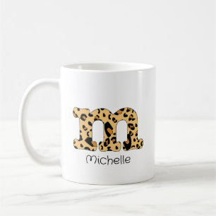 Mug Empreinte de léopard initial m minuscule et nom