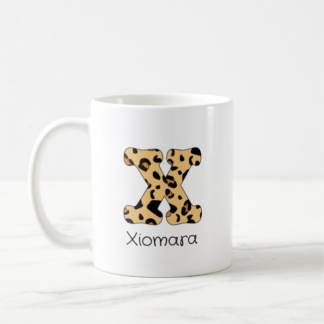 Mug Empreinte de léopard initial x minuscule et nom (Gauche)