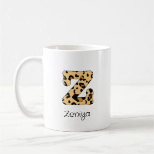 Mug Empreinte de léopard initial z minuscule et nom