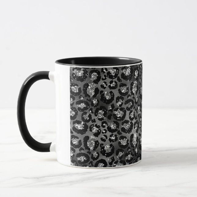 Mug Empreinte de léopard noir et gris argenté (Gauche)