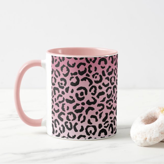 Mug Empreinte de léopard noir rose Ombre (Avec donut)
