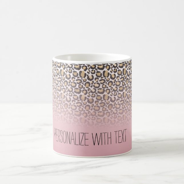 Mug Empreinte de léopard Ombre doré rose personnalisé (Centre)