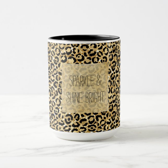 Mug Empreinte de léopard Parties scintillant Black Gol (Centre)