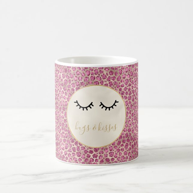 Mug Empreinte de léopard rose or des cils noirs (Centre)