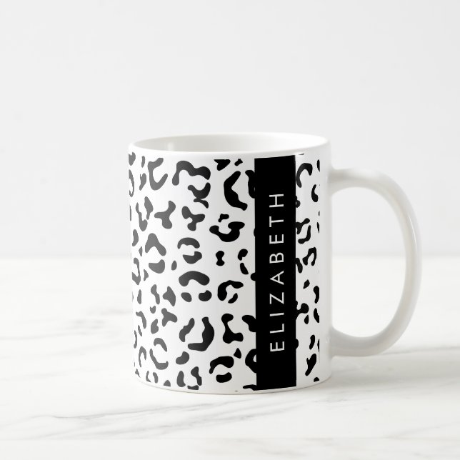 Mug Empreinte de léopard, Spots, Noir Et Blanc, Votre  (Droite)