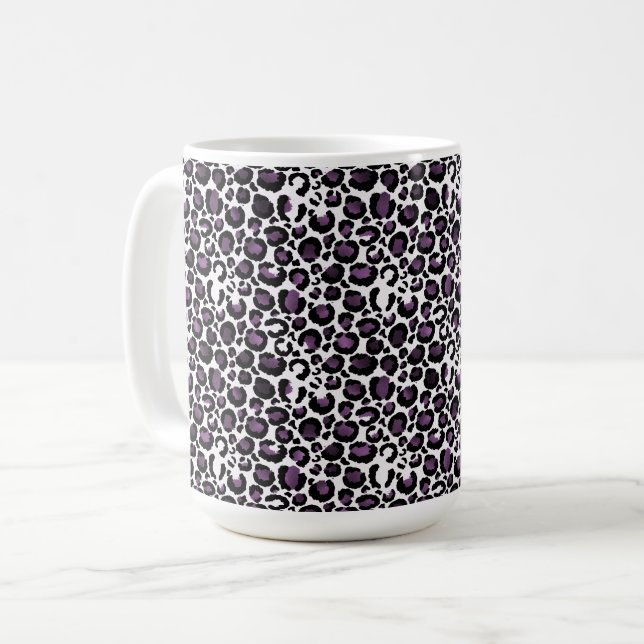 Mug Empreinte de léopard violet noir (Devant gauche)