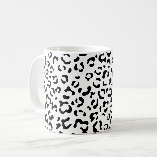 Mug Empreinte de léopard, Zones Léopard, Noir Et Blanc (Devant gauche)