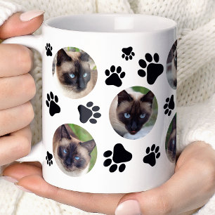 Mug Empreinte de patte de chat noir Collage de 8 photo