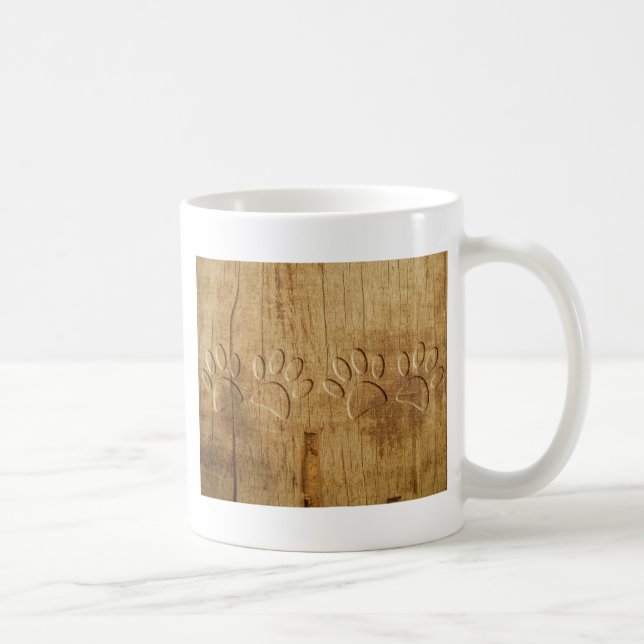 Mug Empreinte de patte de chien en bois sculpté (Droite)