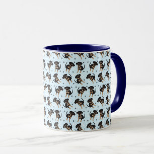 Mug Empreinte de patte Motif de chien Rottweiler bleu