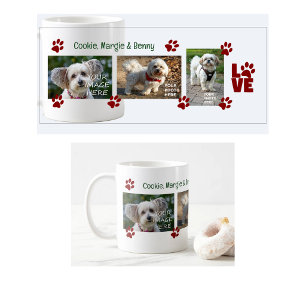 Mug Empreintes de pattes 3 photos de chiens Noms Moder