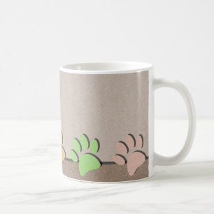 Mug Empreintes de pattes de chien Faux Kraft Texture p