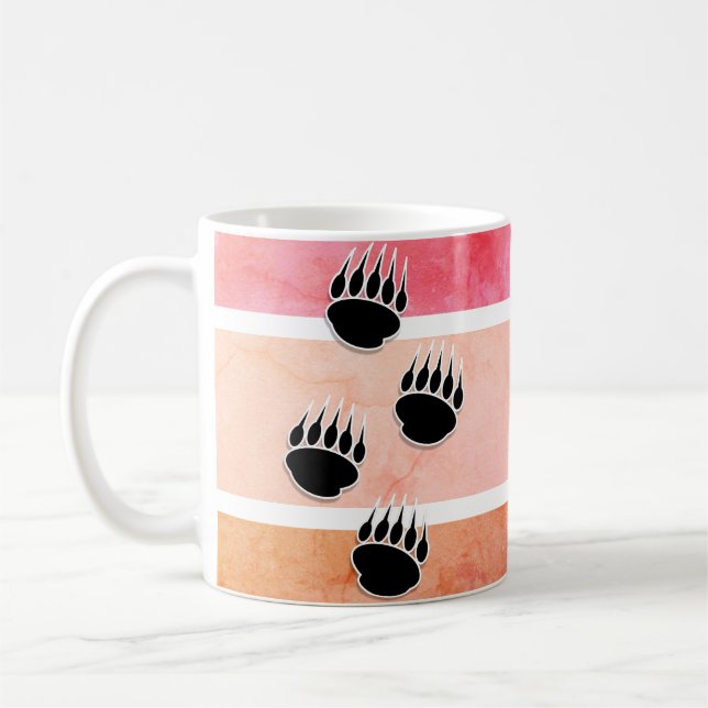 Mug Empreintes de pattes de l'ours noir Retro Design (Gauche)