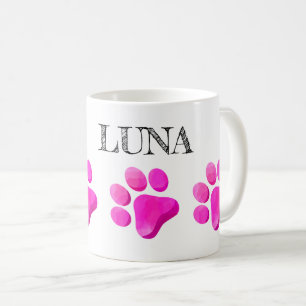 Mug Empreintes de pattes NOM DU PET Colorful rose mode
