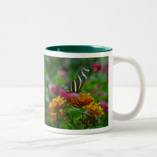 mug en céramique bicolore papillon