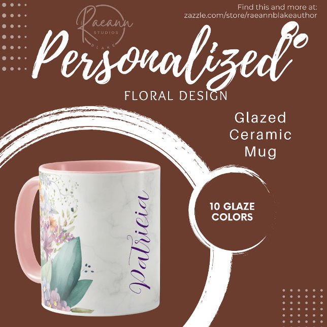 Mug en céramique de conception florale personnalis (Créateur téléchargé)
