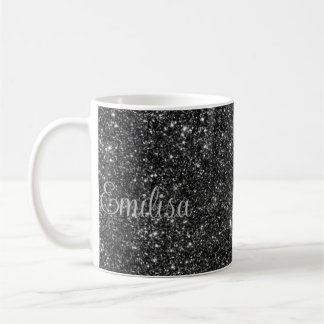 Mug en céramique de nom étincelant en argent perso