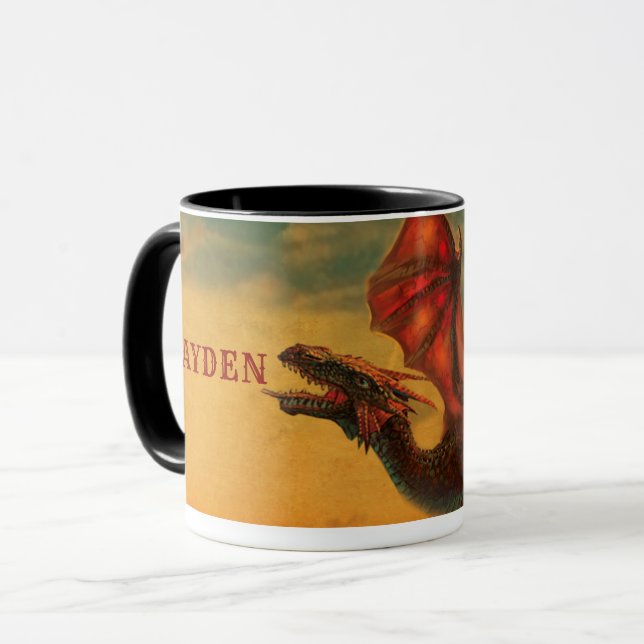 Mug en céramique Dragon personnalisée (Devant gauche)