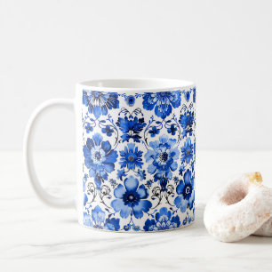 Mug en céramique florale Azulejo portugais bleu bl
