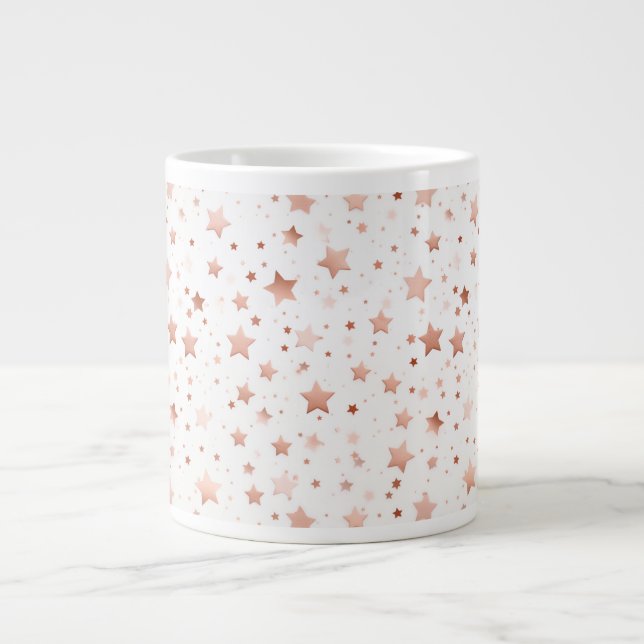 Mug en céramique géant avec étoiles dorées roses d (Devant)