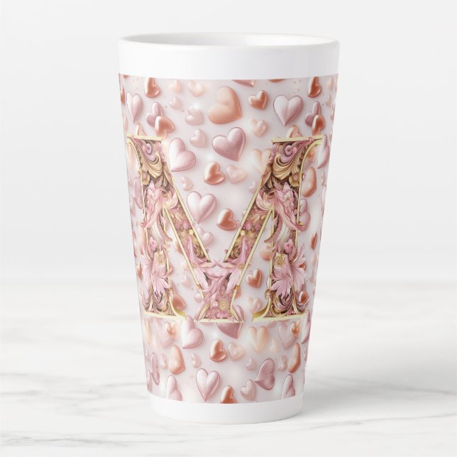 Mug en céramique grand format Rose Gold Hearts pou (Devant)