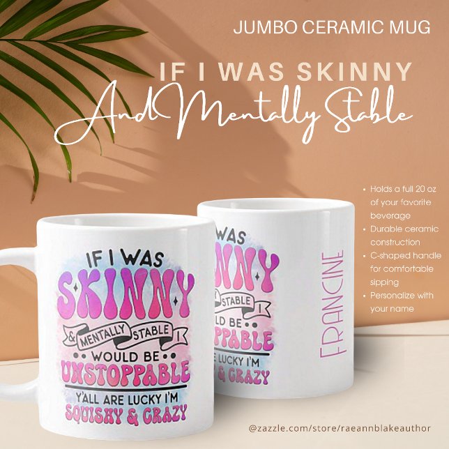 Mug en céramique Jumbo maigre et stable sur le pla (Créateur téléchargé)