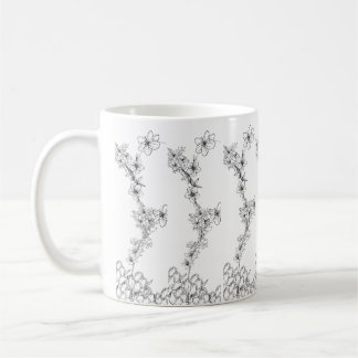 Mug en Céramique – Motif Floral Noir et Blanc