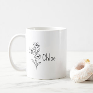 Mug en céramique personnalisé avec fleur de naissa